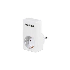 Vivanco A 1W2USB, Type C (eurostik), Type C (eurostik), 230 V, 50 Hz, 16 A, Hvid