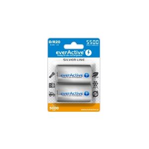 Everactive EVHRL20-5500, Genopladeligt batteri, D, Nikkel-Metalhydrid (NiMH), 1,2 V, 2 stk, 5500 mAh