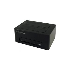 LC Power LC-DOCK-U3-CR - HDD dockingstation med strømindikator, on/off strøm kontakt, klonfunktion - båse: 2 - 2,5 / 3,5 delt - SATA - 5 Gbit/s - USB 3.0 - sort