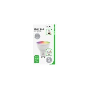 DELTACO SMART HOME - LED-lyspære - matteret finish - GU10 - 5 W (tilsvarende 40 W) - klasse F - RGB/varm til kold hvidt lys - 2700-6500 K