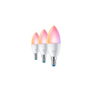 Philips WiZ - LED-lyspære - form: C37 - E14 - 4.9 W (tilsvarende 40 W) - klasse F - RGB-lys - 2200-6500 K - mat (pakke med 3)