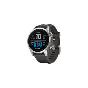 Garmin fenix 7S - 42 mm - sølv - sportsur med bånd - silikone - grafit - håndledsstørrelse: 108-182 mm - display 1.2 - 16 GB - Bluetooth, Wi-Fi, ANT+ - 63 g