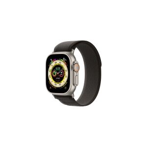 Apple Watch Ultra - 49 mm - titanium - smart ur med Trail Loop - blød dobbeltlagsnylon - sort/grå - båndstørrelse: S/M - 32 GB - Wi-Fi, LTE, UWB, Bluetooth - 4G - 61.3 g