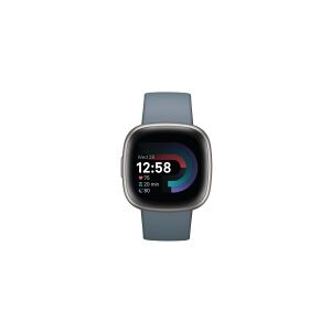 Fitbit Versa 4 - 40 mm - platin - smart ur med bånd - vandfaldsblå - båndstørrelse: S/L - NFC, Bluetooth