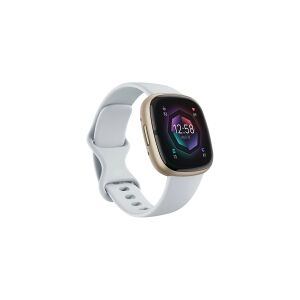 Fitbit Sense 2 - Blødt guld-aluminium - smart ur med bånd - blue mist - båndstørrelse: S - NFC, Bluetooth