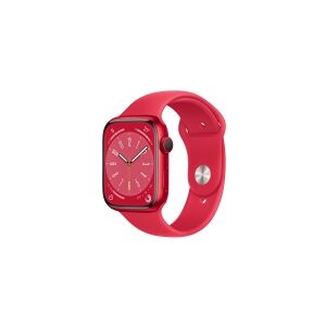 Apple Watch Series 8 (GPS + Cellular) - (PRODUCT) RED - 45 mm - rød aluminium - smart ur med sportsbånd - fluoroelastomer - rød - båndstørrelse: Almindelig - 32 GB - Wi-Fi, LTE, Bluetooth, UWB - 4G - 39.1 g