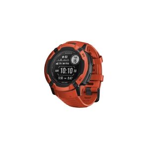 Garmin Instinct 2X Solar - 50 mm - fiber-reinforced polymer - Ja smart ur med bånd - håndledsstørrelse: 145-228 mm - monokrom - 64 MB - Bluetooth, ANT+ - 67 g - flammerød