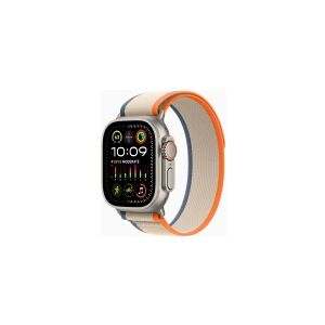 Apple Watch Ultra 2 - 49 mm - titanium - smart ur med Trail Loop - nylonflet - orange/beige - båndstørrelse: M/L - 64 GB - Wi-Fi, LTE, UWB, Bluetooth - 4G - 61.4 g