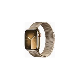 Apple Watch Series 9 (GPS + Cellular) - 41 mm - guld rustfrit stål - smart ur med milanesisk løkke - 64 GB - Wi-Fi, LTE, UWB, Bluetooth - 4G - 42.3 g