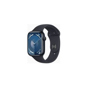 Apple Watch Series 9 (GPS) - 45 mm - midnatsaluminium - smart ur med sportsbånd - fluoroelastomer - midnat - båndstørrelse: S/M - 64 GB - Wi-Fi, UWB, Bluetooth - 38.7 g