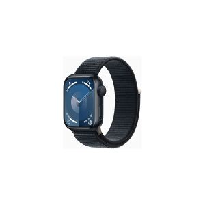 Apple Watch Series 9 (GPS) - 41 mm - midnatsaluminium - smart ur med sportsløkke - blød dobbeltlagsnylon - midnat - 64 GB - Wi-Fi, UWB, Bluetooth - 31.9 g