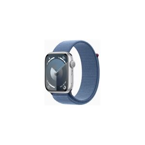 Apple Watch Series 9 (GPS) - 45 mm - sølvaluminium - smart ur med sportsløkke - blød dobbeltlagsnylon - winter blue - 64 GB - Wi-Fi, UWB, Bluetooth - 38.7 g