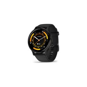 Garmin Venu 3 - 45 mm - black fiber-reinforced polymer - smart ur med bånd - silikone - håndledsstørrelse: 135-200 mm - display 1.4 - 8 GB - Bluetooth, Wi-Fi, ANT+ - 30 g