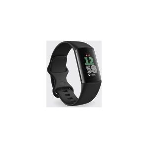 Fitbit Charge 6 - Sort aluminium - aktivitetssporer med uendelighedsbånd - silikone - obsidian - NFC, Bluetooth