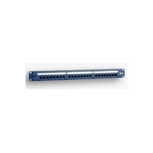 EmiterNet Panel 19, 24xRJ45 UTP cat.5e (1U) with shelf, blue (PoE)