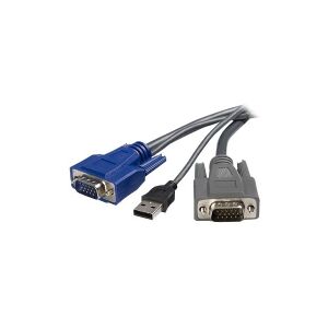 StarTech.com 6 ft Ultra-Thin USB VGA 2-in-1 KVM Cable (SVUSBVGA6) - Kabel til tastatur / video / mus (KVM) - USB, HD-15 (VGA) (han) til HD-15 (VGA) (