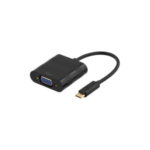 DELTACO USBC-VGA - Ekstern videoadapter - USB-C - VGA - sort