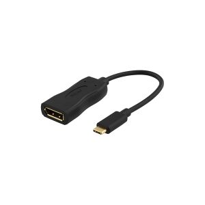 DELTACO USBC-DP - Ekstern videoadapter - USB-C 3.1 - DisplayPort - sort