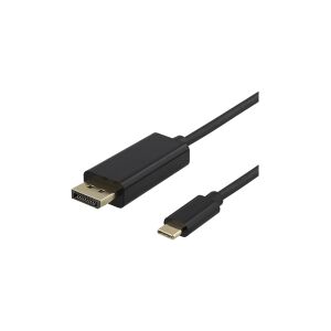 DELTACO USBC-DP200 - DisplayPort kabel - 24 pin USB-C (han) til DisplayPort (han) - 2 m - 4K support - sort