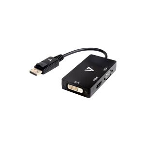 V7 - Ekstern videoadapter - DisplayPort - DVI, HDMI, VGA - sort
