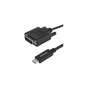 StarTech.com 3.3 ft / 1 m USB-C to DVI Cable - USB Type-C Video Adapter Cable - 1920 x 1200 - Black (CDP2DVIMM1MB) - USB / DVI kabel - 24 pin USB-C (han) til DVI-D (han) - Thunderbolt 3 / USB 3.1 - 1 m - 1920 x 1200 (WUXGA) support - sort - for P/N: TB4CD