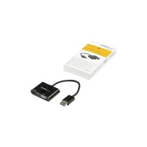 StarTech.com DisplayPort to HDMI VGA Adapter, DisplayPort 1.2 HBR2 to HDMI 2.0 (4K 60Hz) or VGA 1080p Converter Dongle, DP to HDMI or VGA Monitor Adapter, Digital Video Display Adapter - Multiport Video Dongle (DP2VGAHD20) - Videoadapter - DisplayPort han