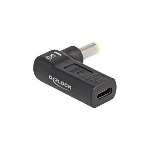 Delock - Strømforsyningsadapter - USB-C (hun) til DC jackstik 5,5 x 2,5 mm (han) - 19 V - 3 A - vinklet - sort