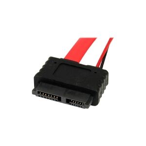 StarTech.com 20in Slimline SATA to SATA with LP4 Power Cable Adapter - slim SATA Adapter - slimline Adapter - slim SATA to SATA (SLSATAF20) - SATA-kabel - Serial ATA 150/300/600 - Slimline SATA (hun) til SATA, 4-pin intern strøm (12 V) - 50.8 cm - rød