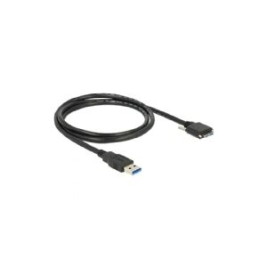 Delock - USB-kabel - Micro-USB Type B (han) til USB Type A (han) - USB 3.0 - 1 m - tommelskruer - sort