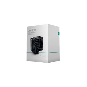 Deepcool AK400 ZERO DARK - Processor-køler - (for: LGA1155, LGA1150, LGA1151, AM4, LGA1200, LGA1700, AM5) - 120 mm - sort