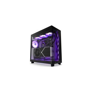 NZXT H series H6 Flow RGB - Mid tower - ATX - sidepanel med vindue (hærdet glas) - ingen strømforsyning - mat sort - USB/Lyd