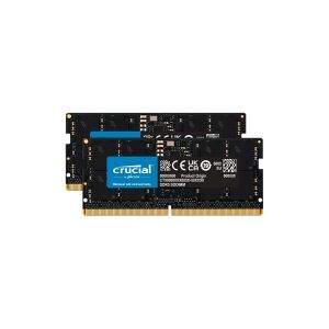 Crucial - DDR5 - sæt - 32 GB: 2 x 16 GB - SO DIMM 262-PIN - 4800 MHz / PC5-38400 - CL40 - 1.1 V - ikke bufferet - ikke-ECC