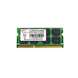 G.Skill SQ Series - DDR3 - modul - 4 GB - SO DIMM 204-PIN - 1066 MHz / PC3-8500 - CL7 - 1.5 V - ikke bufferet - ikke-ECC