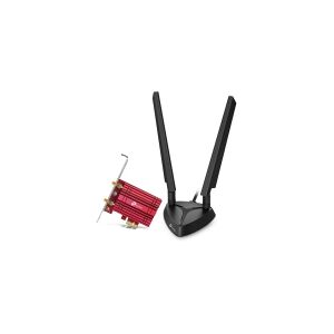 TP-Link Archer TXE75E, Intern, Trådløs, PCI Express, WLAN / Bluetooth, 5400 Mbit/s, Sort, Rød