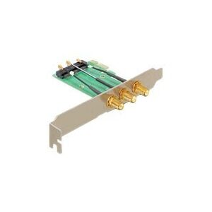 Delock Mini PCI Express > PCI Express x1 + 3 RP-SMA Ports - Udvidelseskort