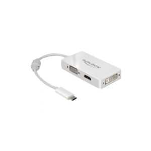 Delock - Ekstern videoadapter - USB-C - DVI, HDMI, VGA - hvid