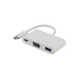 DELTACO USBC-1069 - Ekstern videoadapter - USB-C - VGA - hvid