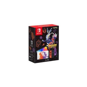 Nintendo   Switch OLED - Pokémon Scarlet & Violet Edition - Spilkonsol - Full HD - 64GB - Hvid / Sort   Inkl. 2 x Joy-Con (Rød/Lilla)