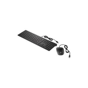 HP Pavilion 400 - Tastatur og mus-sæt - USB - Pan Nordic - jet black - for Pavilion 24, 27, 590, 595, TP01