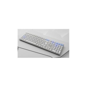 CHERRY DW 9100 SLIM - Tastatur og mus-sæt - trådløs - 2.4 GHz, Bluetooth 4.2 - AZERTY - fransk - hvid, sølv