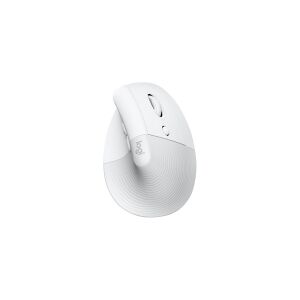 Logitech Lift (For Mac) - Lodret mus - ergonomisk - optisk - 6 knapper - trådløs, kabling - Bluetooth, 2.4 GHz - trådløs modtager (USB) - Pale Grey