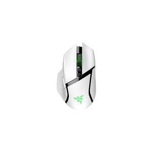 Razer Basilisk V3 pro - Mus - ergonomisk - højrehåndet - optisk - 11 knapper - trådløs, kabling - Bluetooth, 2.4 GHz - trådløs modtager (USB) - hvid