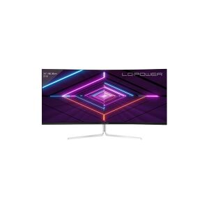 LC Power LC-M34-UWQHD-100-C-V3 - LED-skærm - kurvet - 34 - 3440 x 1440 UWQHD @ 100 Hz - VA - 300 cd/m² - 3000:1 - 6 ms - 3xHDMI, DisplayPort - hovedtelefon - hvid, sølv