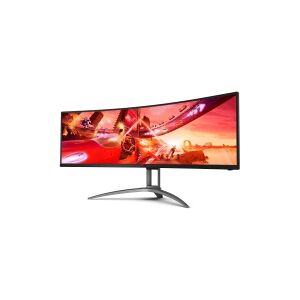 AOC Gaming AG493UCX2 - AGON Series - LED-skærm - gaming - kurvet - 49 (48.8 til at se) - 5120 x 1440 Dual Quad HD @ 165 Hz - VA - 550 cd/m² - 3000:1 - DisplayHDR 400 - 1 ms - 3xHDMI, DisplayPort, USB-C - højtalere - sort med tekstur