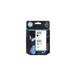 HP 305 2-Pack Tri-color/Black Original Ink Cartridge