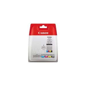 Canon CLI-571 C/M/Y/BK Multipack - 4 pakker - 7 ml - sort, gul, cyan, magenta - original - boble med sikkerhed - blækbeholder - for PIXMA TS5051, TS5053, TS5055, TS6050, TS6051, TS6052, TS8051, TS8052, TS9050, TS9055