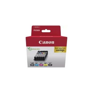 Canon PGI-580/CLI-581 PGBK/C/M/Y/BK Multi Pack - 5 pakker - sort, gul, cyan, magenta, pigmenteret sort - original - boks - blækbeholder - for PIXMA TS6251, TS6350, TS6351, TS705, TS8252, TS8350, TS8351, TS8352, TS9550, TS9551