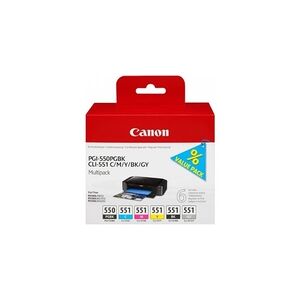 Canon PGI-550/CLI-551 PGBK/C/M/Y/BK/GY Multi Pack - 6 pakker - grå, sort, gul, cyan, magenta - original - blækbeholder - for PIXMA iP7250, iP8750, iX6850, MG5550, MG5650, MG6450, MG6650, MG7150, MG7550, MX725, MX925