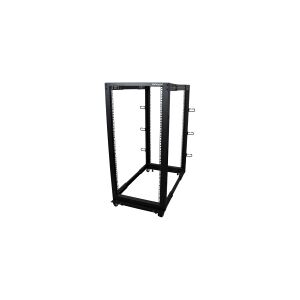 StarTech.com 25U 19 Open Frame Server Rack, 4 Post Adjustable Depth 22-40 Mobile, Free Standing Rolling Network/Computer Equipment Data Rack, Dell PowerEdge, HP ProLiant ThinkServer - Adjustable Server Rack (4POSTRACK25U) - Rack åben ramme - sort - 25U - 