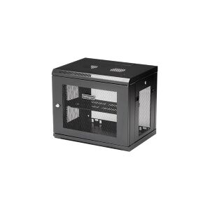 StarTech.com 2 Post 9U 19 Wall Mount Network Cabinet, Adjustable Depth 6-15 Locking IT Switch Depth Enclosure, Vented Computer/Electronics Equipment Data Rack w/ Shelf + Hook & Loop Tape - 19 Inch Wall Cabinet (RK9WALM) - Stativindelukkekabinet - vægmonte